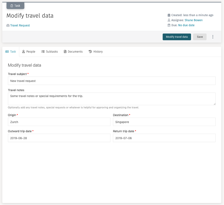 Modify data task