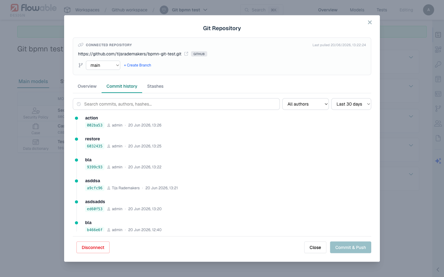 Commit diff view