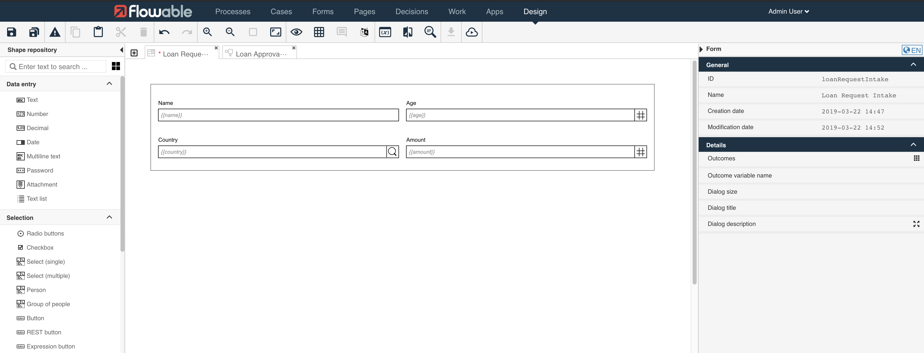 create intake form