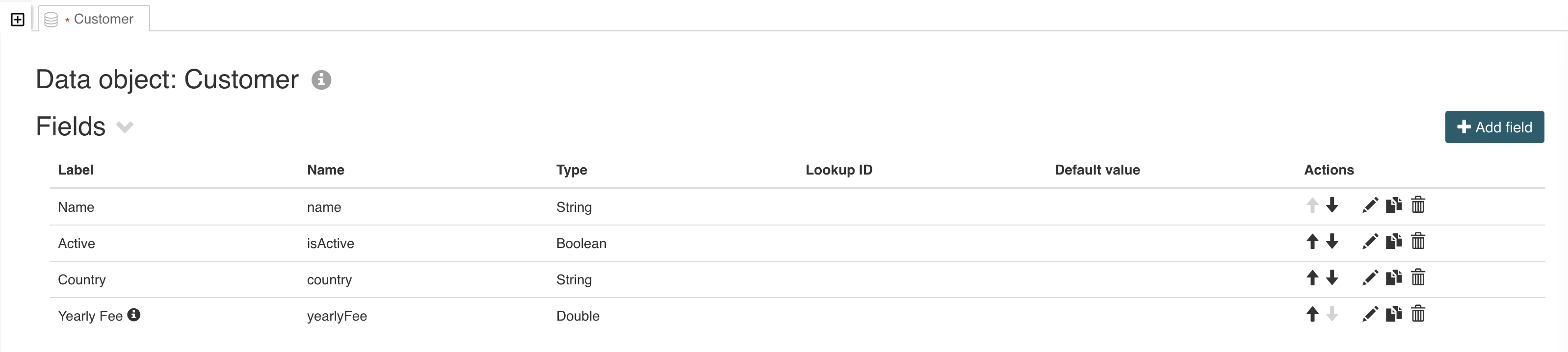 Data object fields