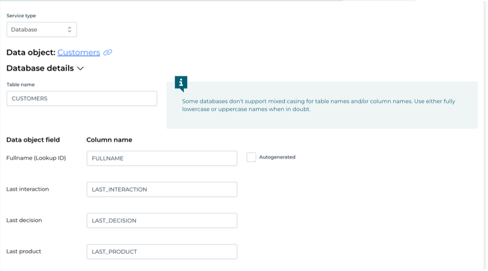 Database details
