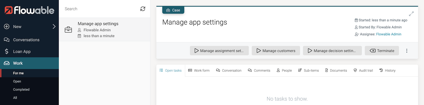 Manage settings