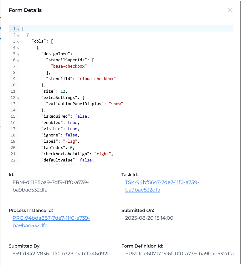 instance form details tab