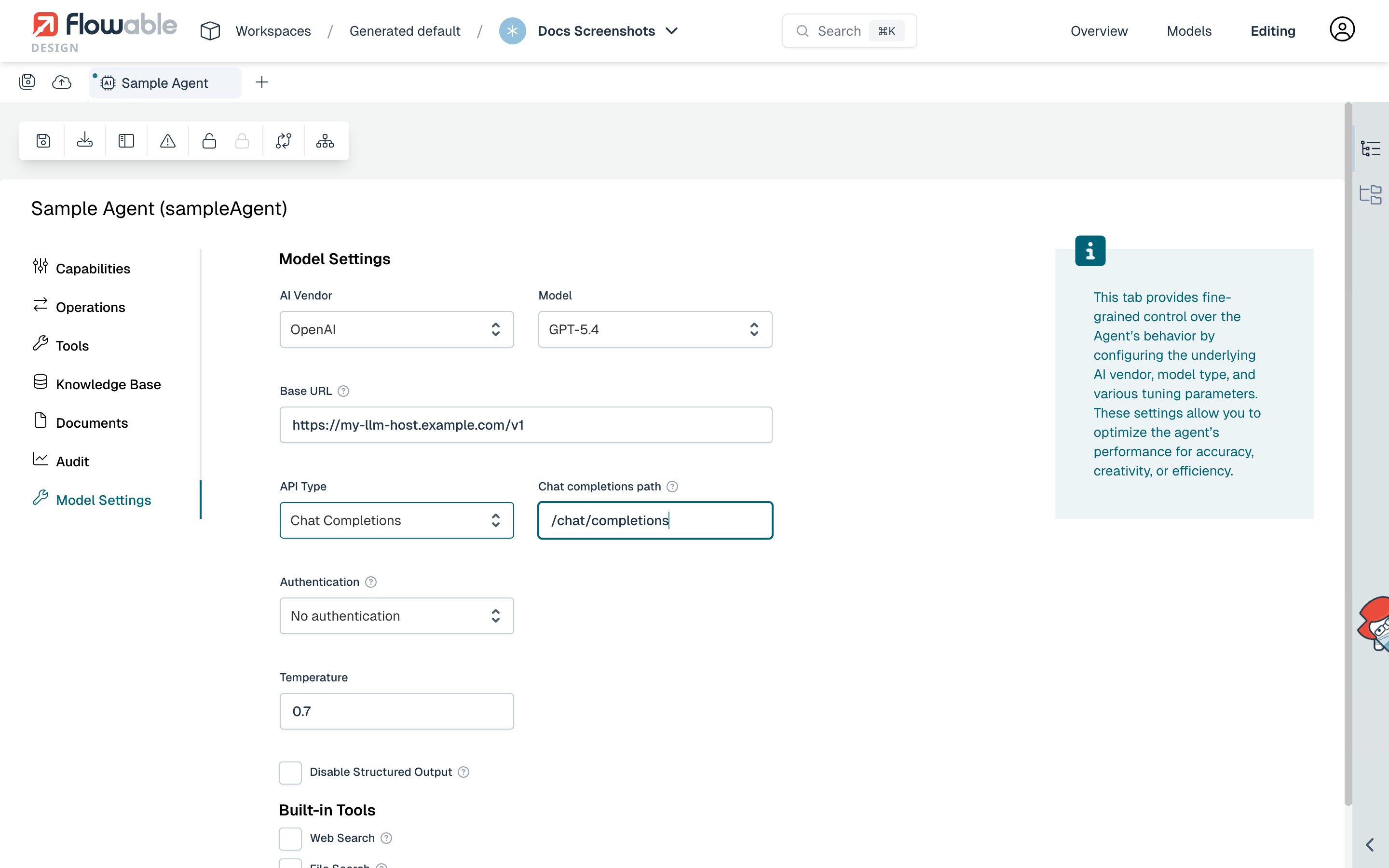 Custom endpoint configuration for an OpenAI-compatible provider