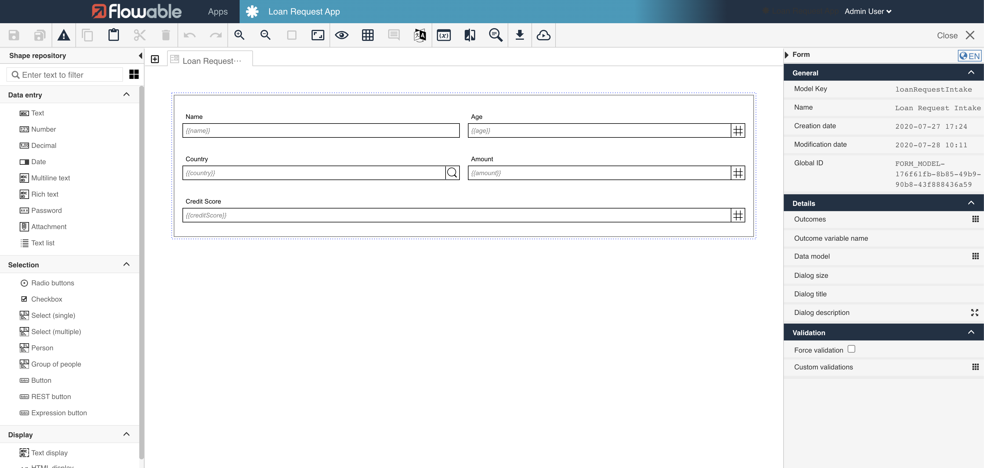 modify intake form