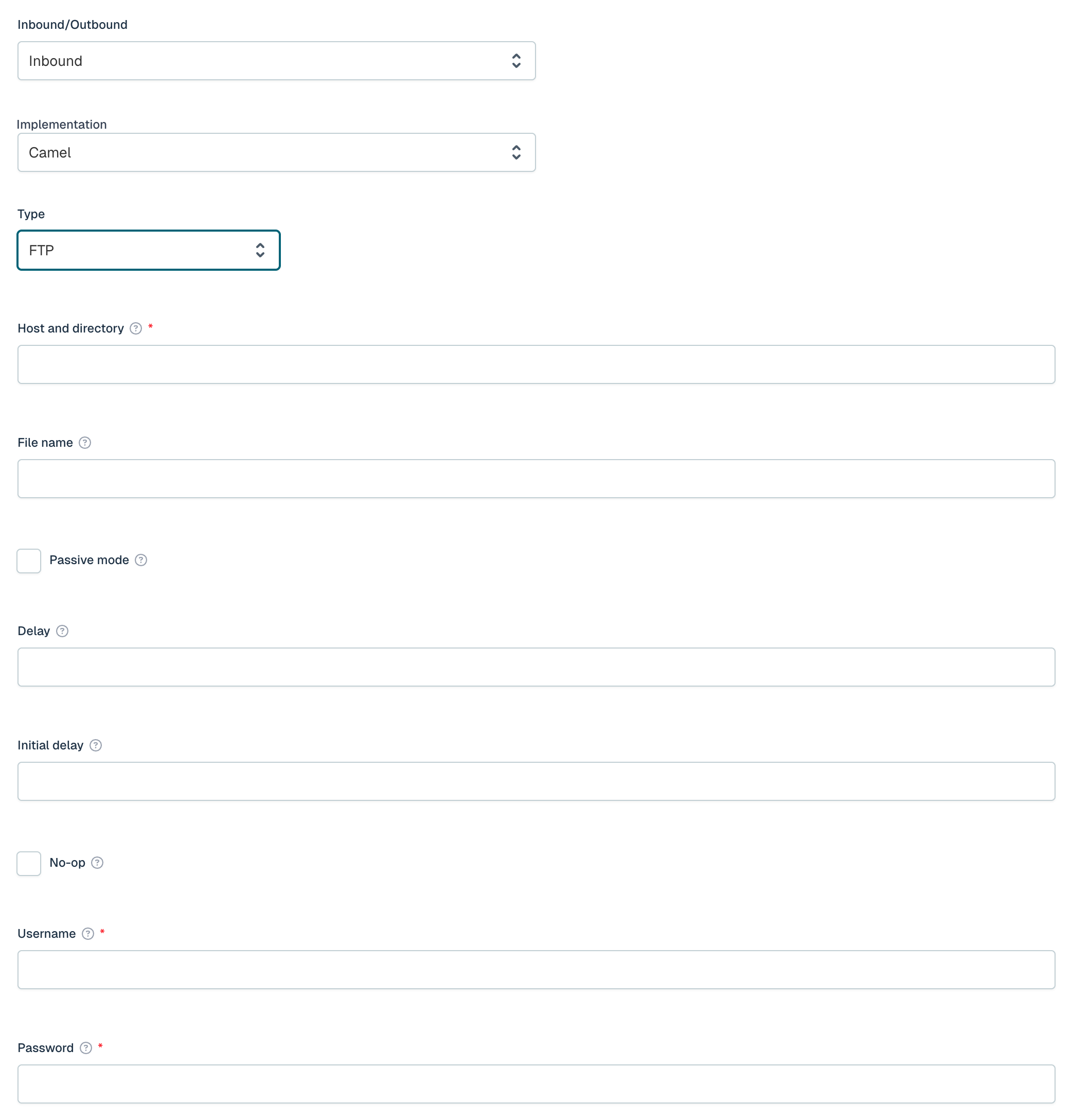 Camel FTP Inbound Channel UI