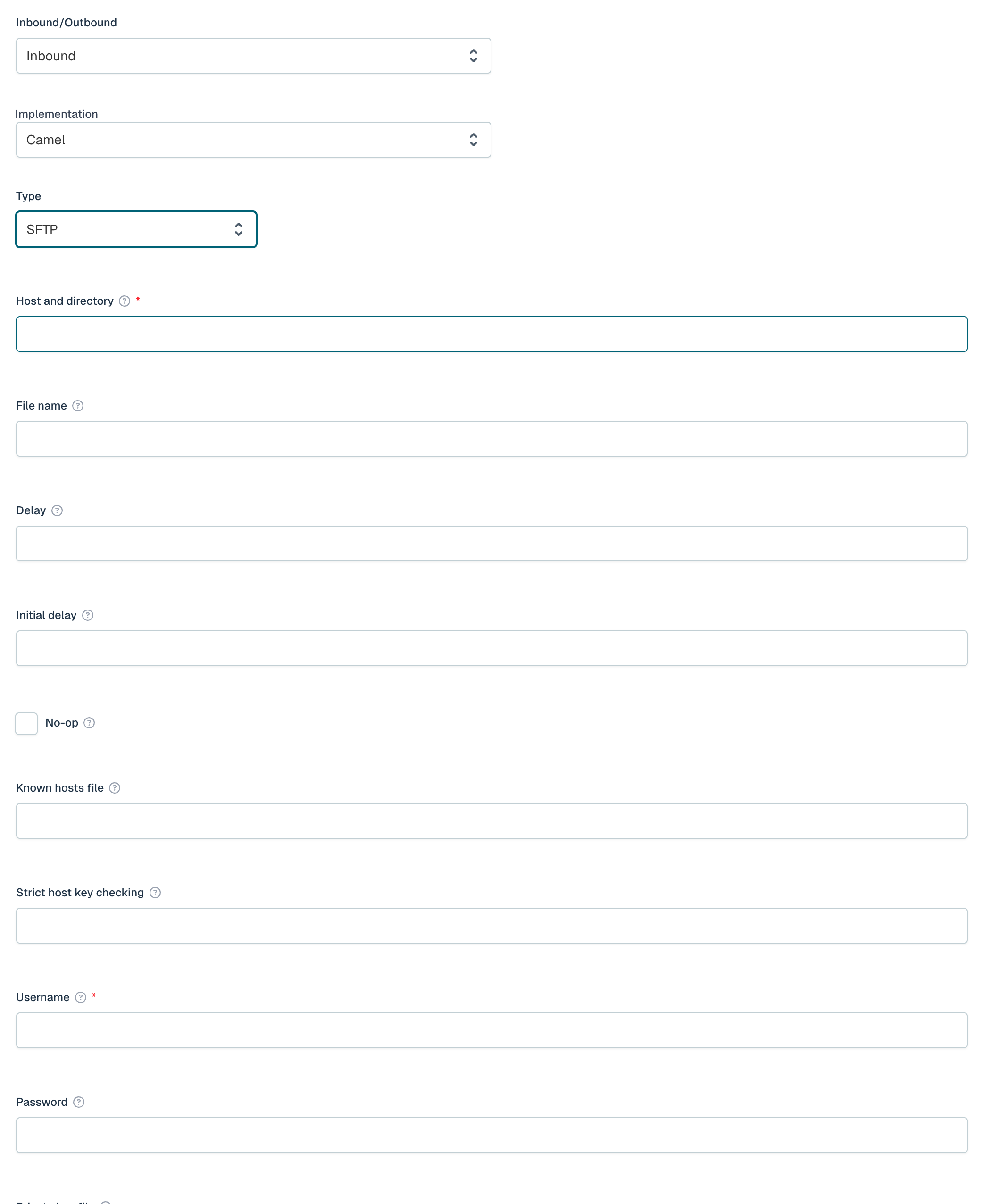 Camel SFTP Inbound Channel UI