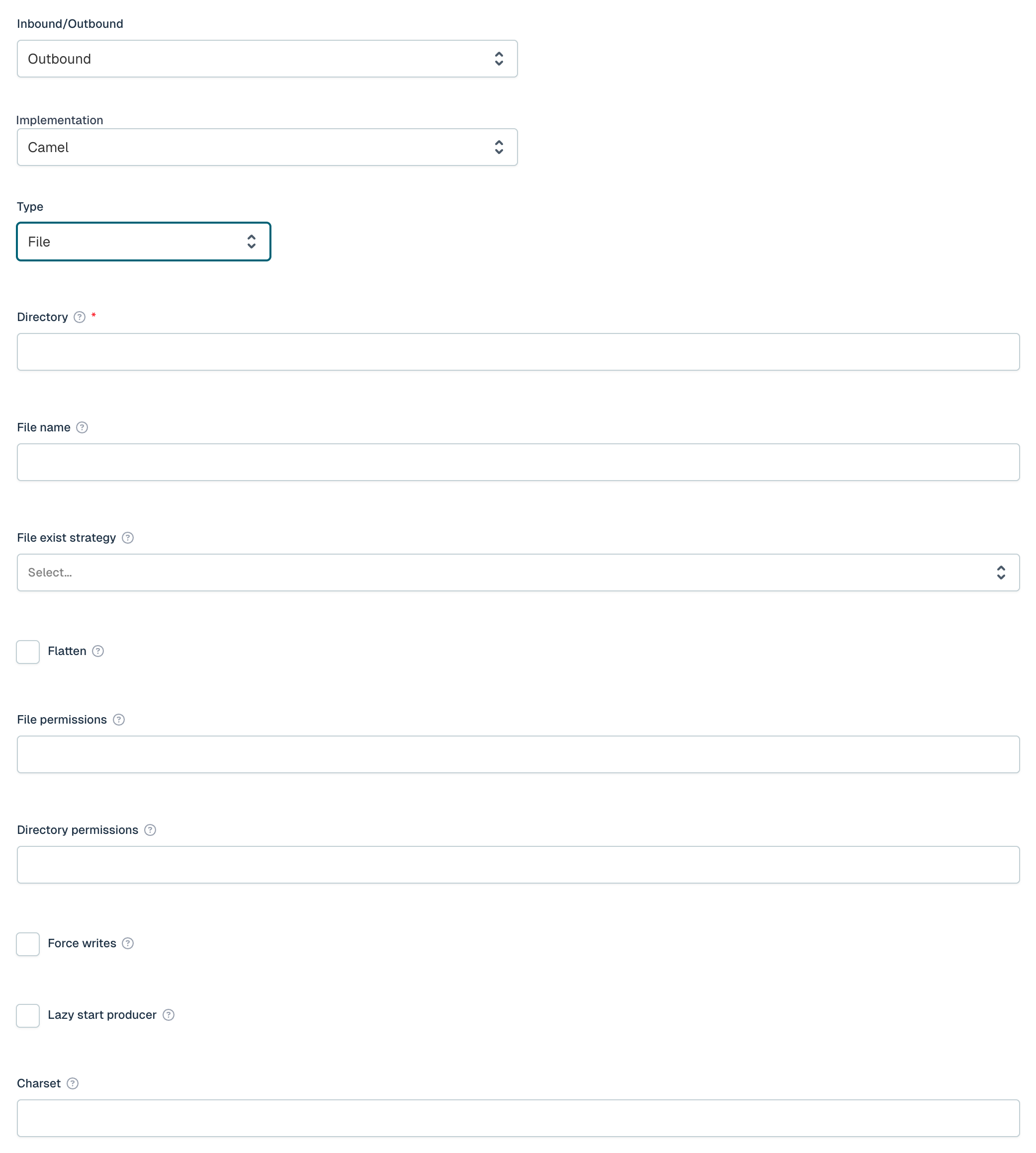 Camel File Outbound Channel UI