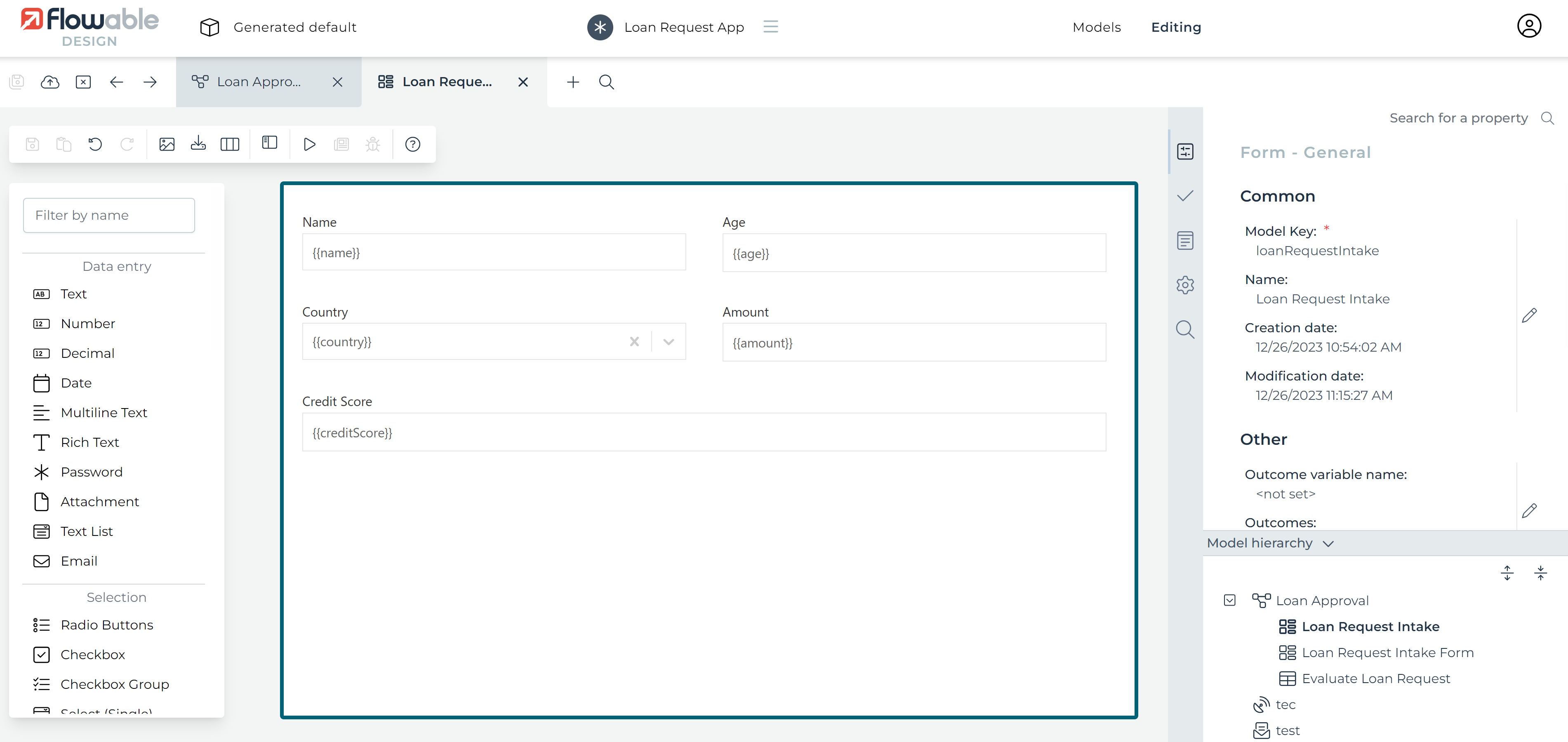 modify intake form