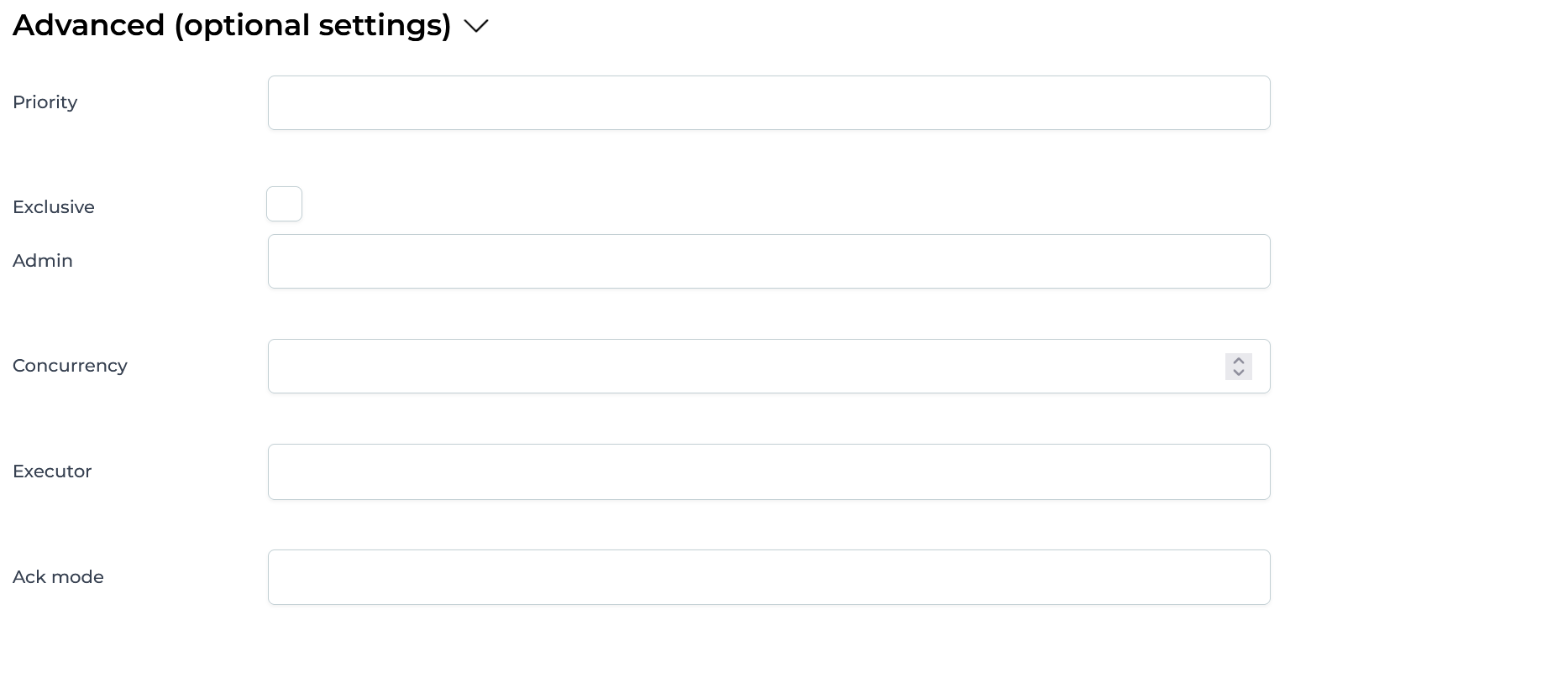 RabbitMQ Inbound Channel Advanced Configuration UI